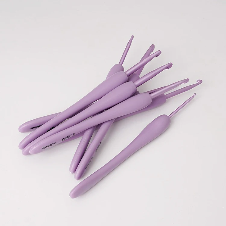 8Pcs/set Purple Crochet Hooks Set Craft Crochet Weaving Knitting Needles Hooks For Sewing Crafts Stitching 2.5-6.0mm