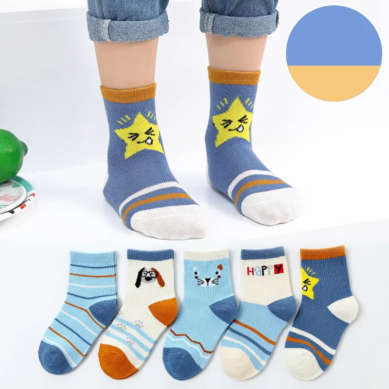 Spring and autumn combed cotton cartoon stockings in boys and girls socks