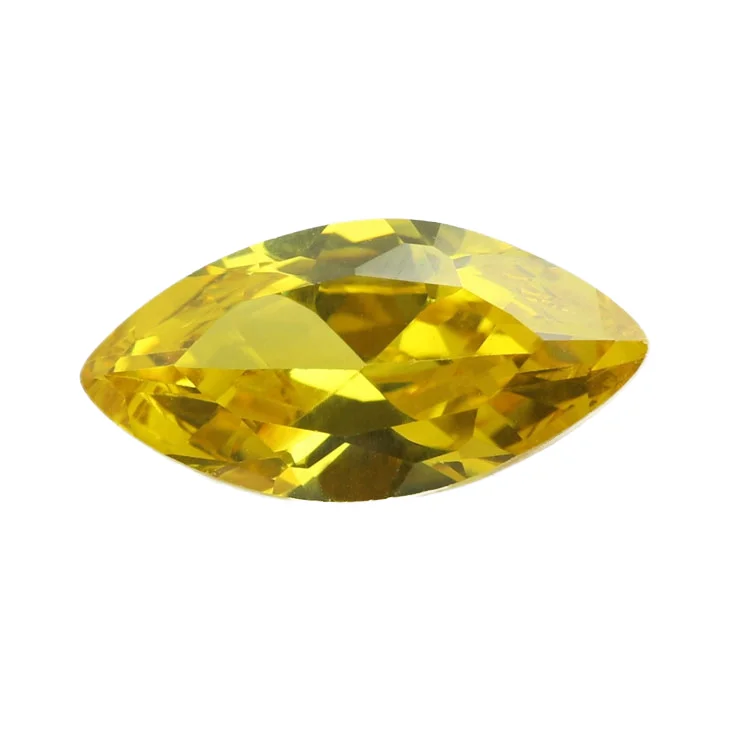 Wholesale 5x10mm Marquise Cut Synthetic Loose Golden Yellow CZ Stones Zircon Gemstone Heated Treatment