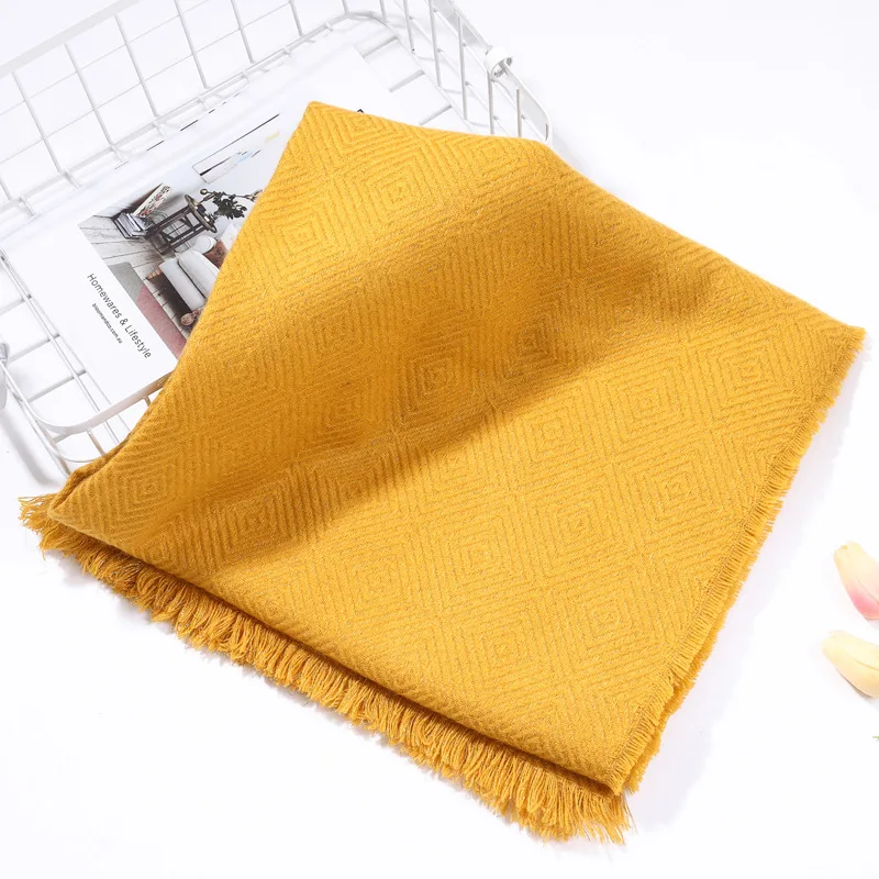 Fashion Diamond Bright Silk Cashmere Solid Color Shawl Long Scarf Women Hijab Shawl