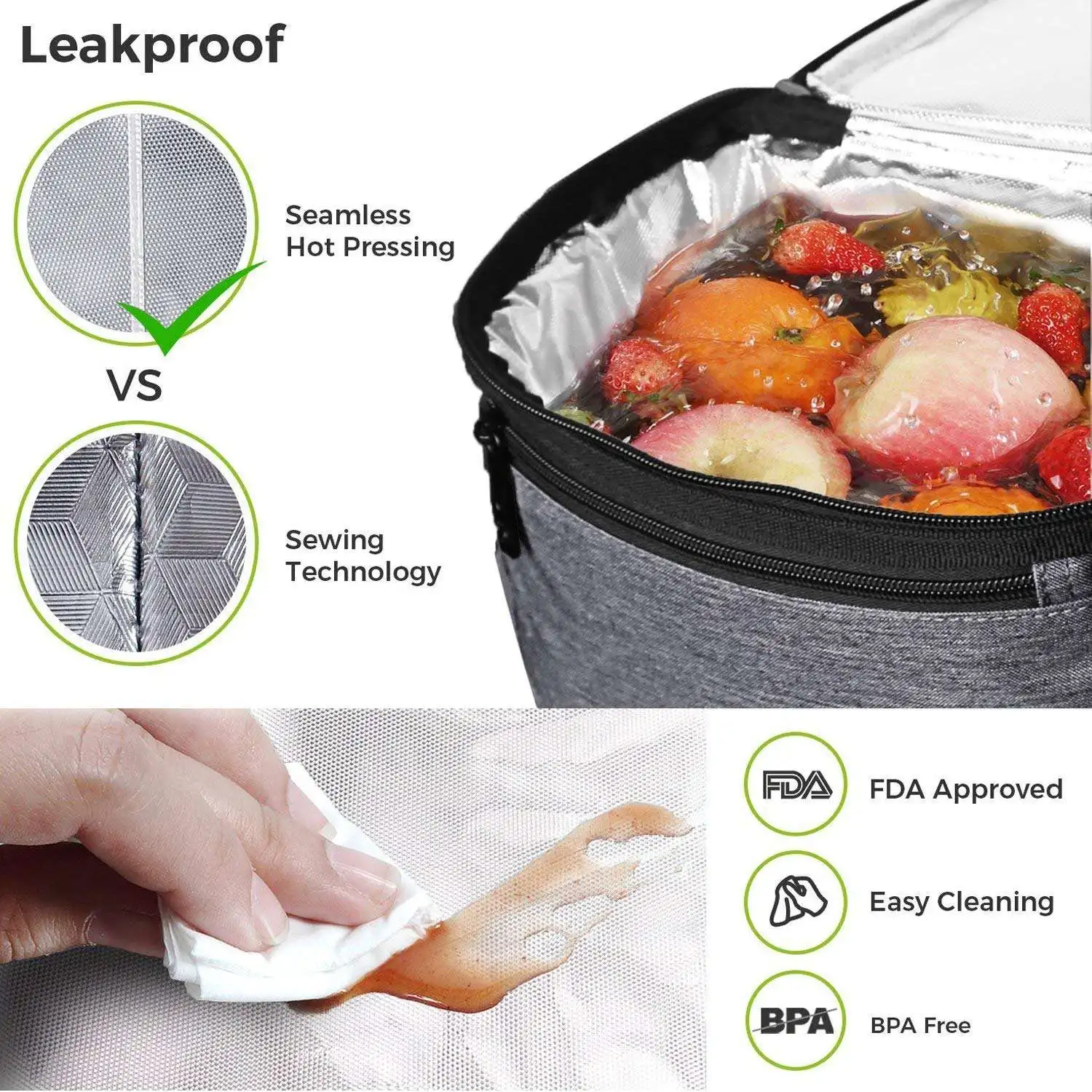 Oxford Soft Cooler Bags for Food Drink Storage Thermal Bag Double Layers Adjustable Shoulder Strap Insulated Tote Lunch Bags