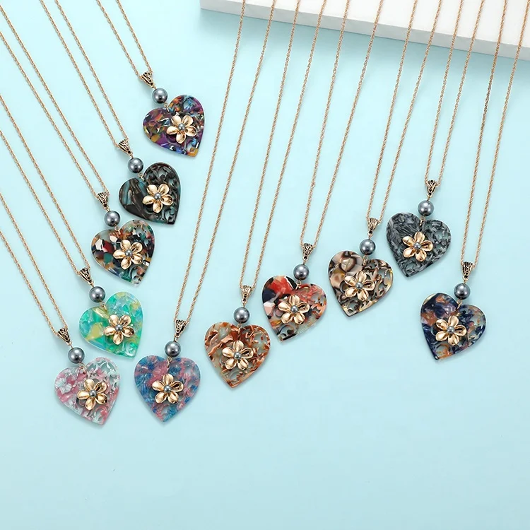 Женские минималистичные украшения, модная цепочка в форме сердца, гавайская акриловая подвеска, серьги