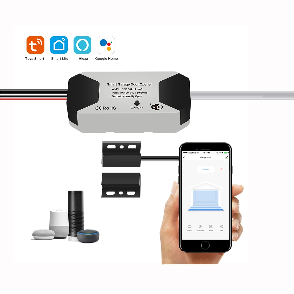 Tuya Smart Life Голосовое управление WiFi Открыватель двери Smart Garage контроллер двери