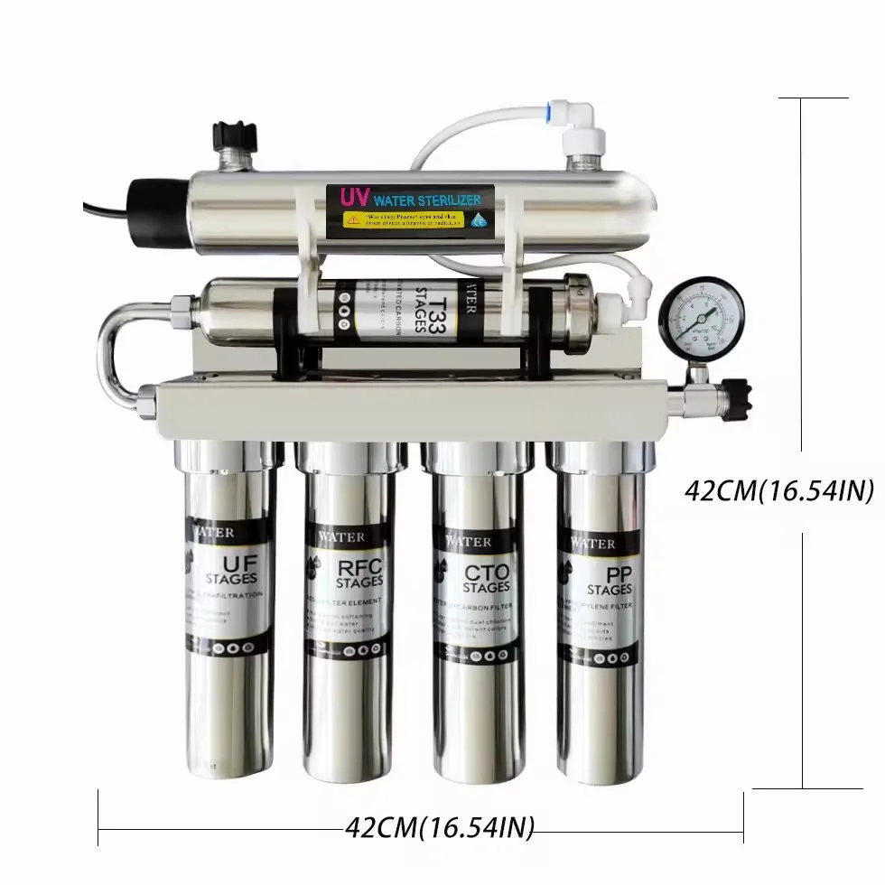 5 stages UF water filtr+ UV  home drinking uv kitchen under sink sediment stainless steel house tap water filtering machine