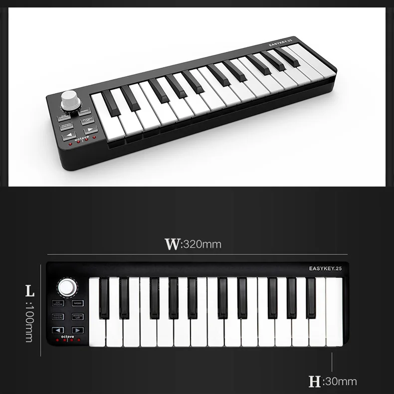 Профессиональный MIDI-контроллер портативная мини-клавиатура с USB 25