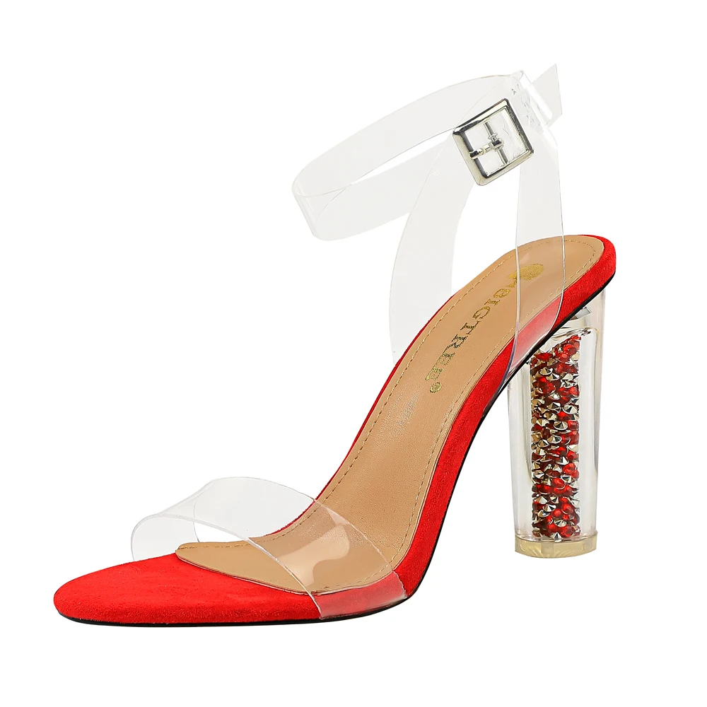 Модные пикантные туфли для ночного клуба в европейском и американском стиле на высоком каблуке с кристаллами на высоком каблуке прозрачные туфли с открытым носком сандалии 29-8