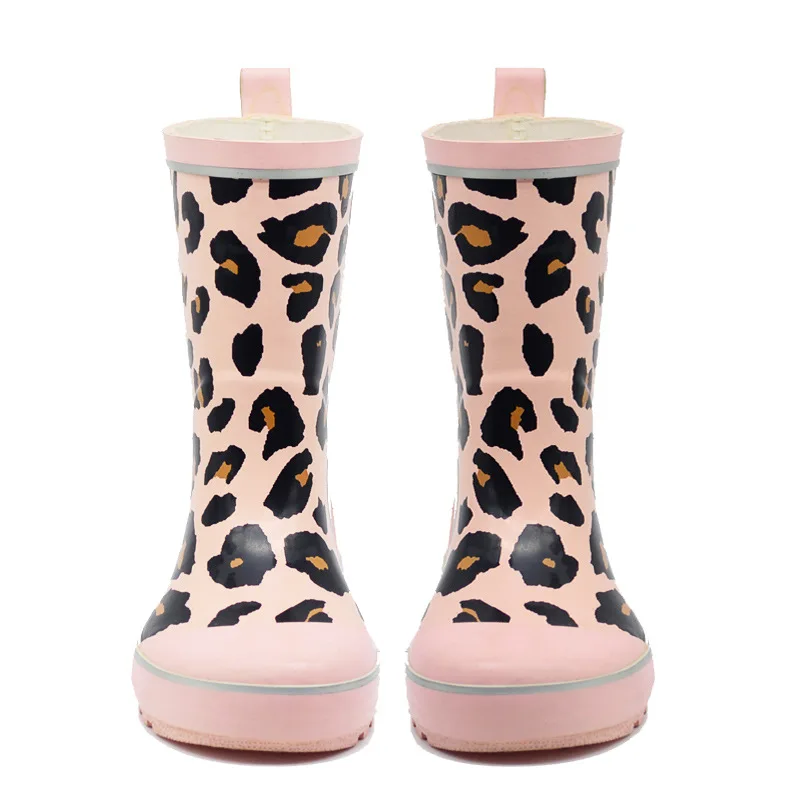 custom rubber Children Rubber Boots with Adjustable Front String Gumboots for kids Rain Wellies