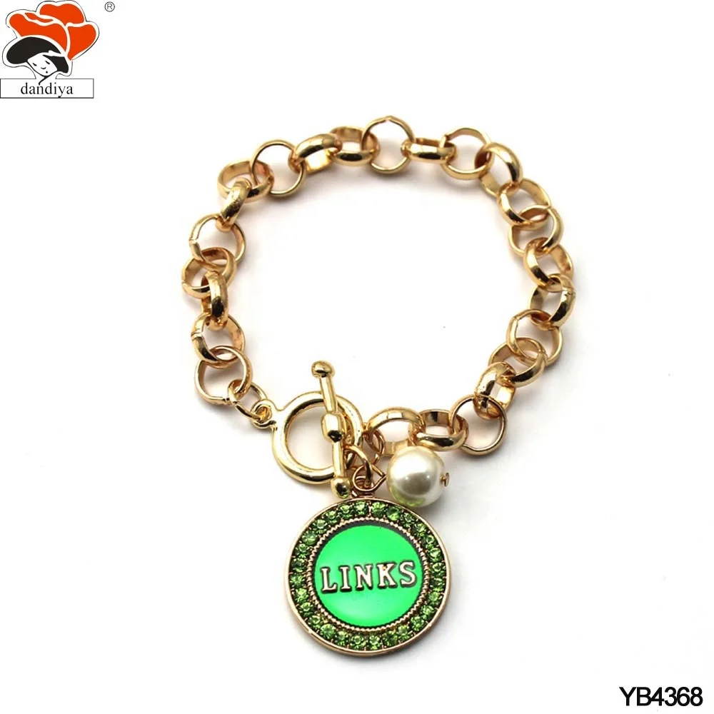 Sigma Gamma Rho blue and yellow Chain Bracelet Custom Sorority letter with White Pearl Bracelet Jewelry