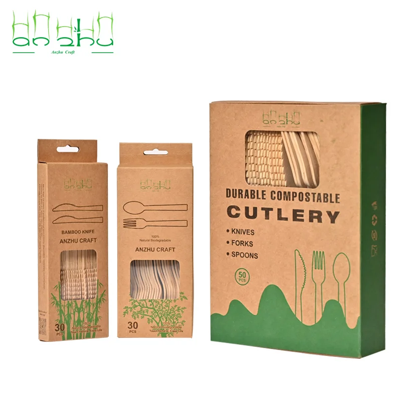 2023 Factory Wholesale Prices Disposable Tableware Bamboo Cutlery Spoon Fork Knife Manufacturer