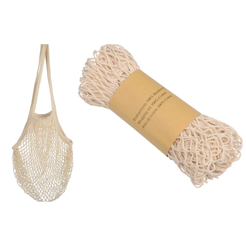 Легкие хлопковые продуктовые сумки-тоуты, сумка из натурального хлопка с сетчатыми ручками для покупок