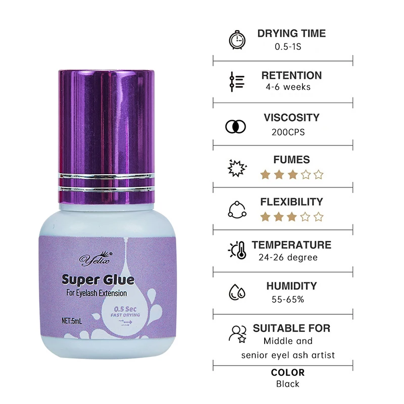Yelix 0.1/0.5S Allergy Free Eyelash Glue Korean Oil Resistant Eye Lash Glue Private Label Eyelash Extension Glue