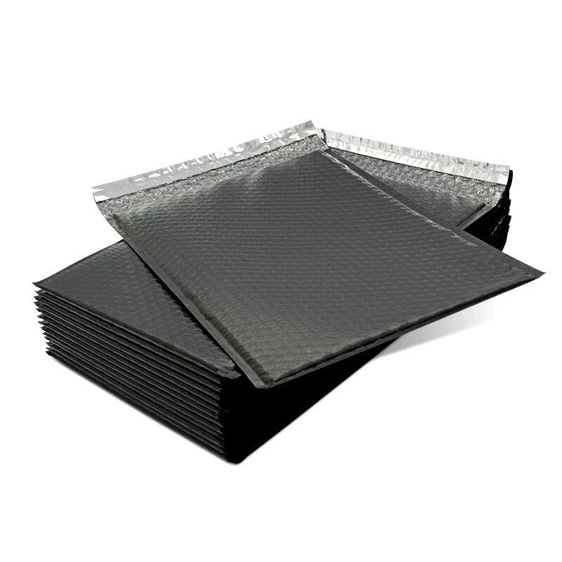High Quality Custom Cheap Shipping Supplies Bubble Bag Bubble Mailer with Clothing Glass Black Metallic Bag Packaging Zxs-200507