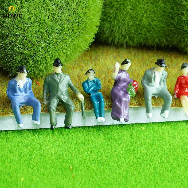 1:87HOMiniature Painted People Model Sitting Figures ABS Toys Architecture Building Seated Kits Railway Train Layout for Diorama