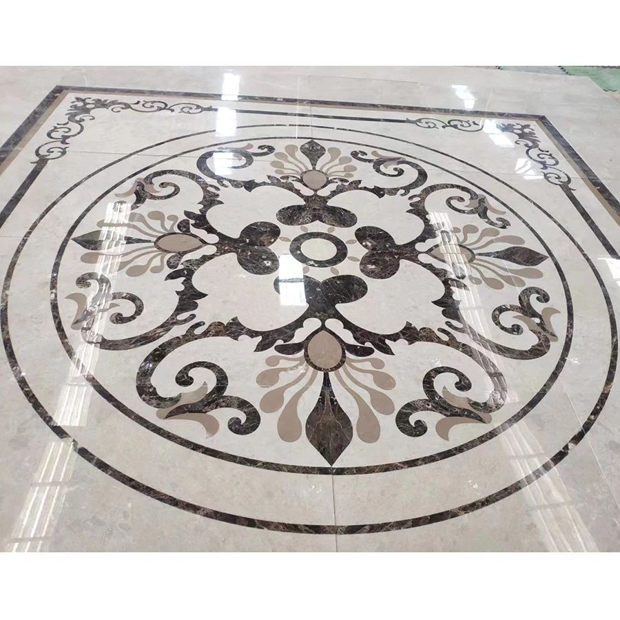 Modern European Style Art Home Decor Interior Natural Stone Mosaic Floor Design Marble Medallion Waterjet