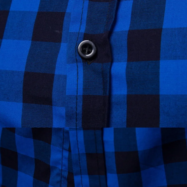 
Wholesale 65% Cotton 35% Polyester Regular Fit Long Sleeve Preppy Plaid Collar Shirt Man 