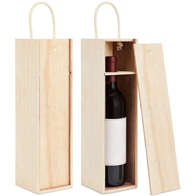 Unfinished Pinewood Gift Box Blank Wooden Wine Gift Box for Wine Storage