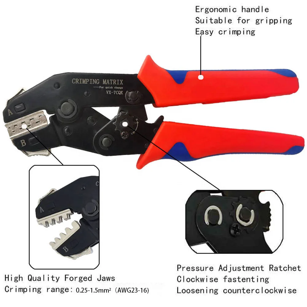 Terminals Crimping Tools Set SN-48B Plier with 02C 06WF 06 2546B 03H Interchangeable Jaws Ratcheting Wire Crimper with Bag