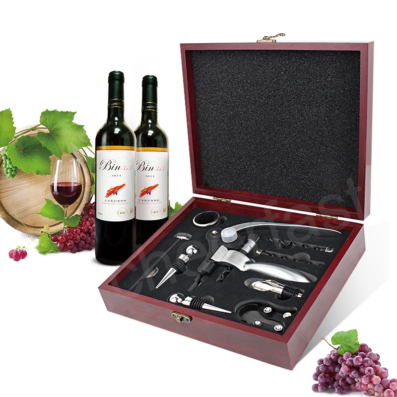 Quickly Shipment Wooden Box Opener Wine Tool Gift Set