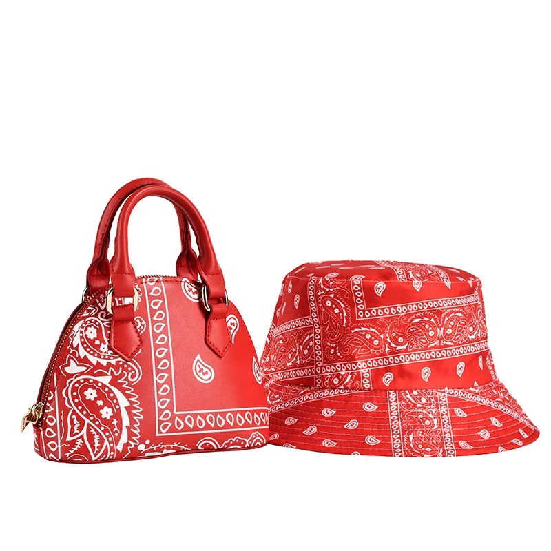 
Cashew Flower Bucket Purse and Hats Set Women Handbags Luxury Handbags for Women Printed Fisherman Hat and Handbags 
