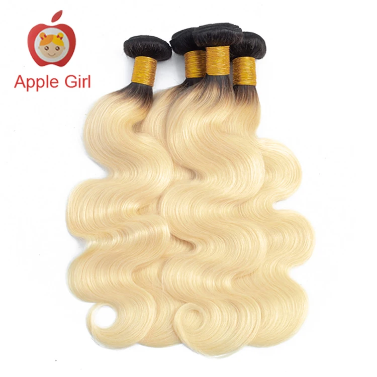 Honey Blonde Body Wave Hair Bundles With Lace Frontal Closure 1b/613 Mink Brazilian Human Hair Hair Bundles  With Lace Closure