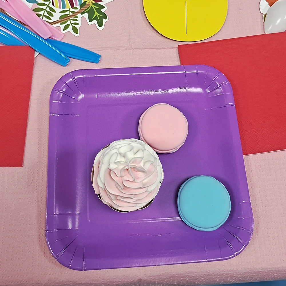 Custom printed Square colorful striped disposable Party Square paper plates