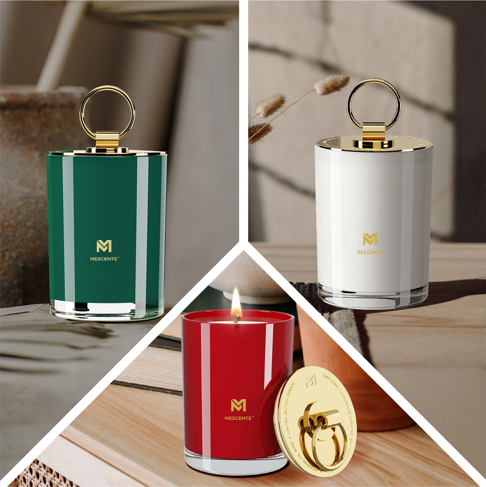 Mescente Wholesale Customized Small Decorative Package Woodwick Rose Aromatic Fragrance Oil Candles