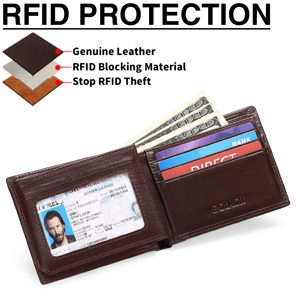 Slim Bifold Wallet With Money Clip RFID Blocking Men Wallet