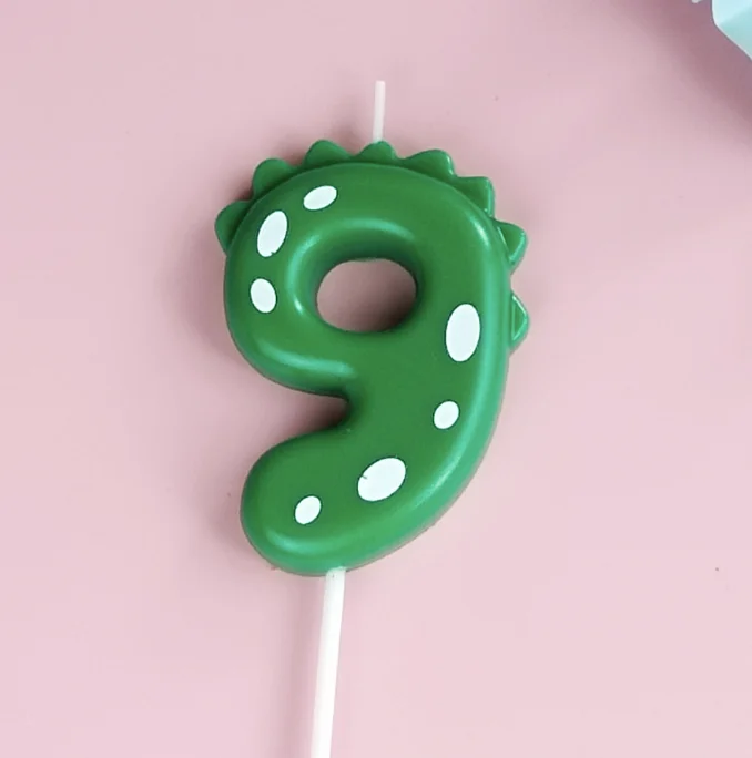 New creative Numbers 0-9 cakes decorated with colorful digital birthday candles colorful dinosaur birthday candle