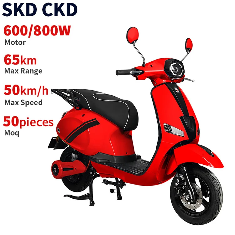 SKD CKD 10/12inch 600/800W 48/60V 50km/h speed 65km range chinese retro electric moped scooter for sale