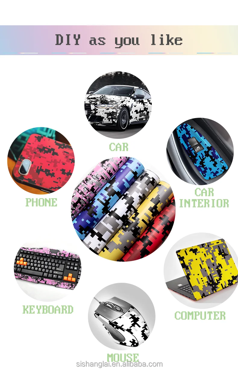 SHANLEY Hot Sale 1.52x10m Film Sticker Pink Camo Film Digital Camo Car Wrap Vinyl Wrap Car Pink Camo