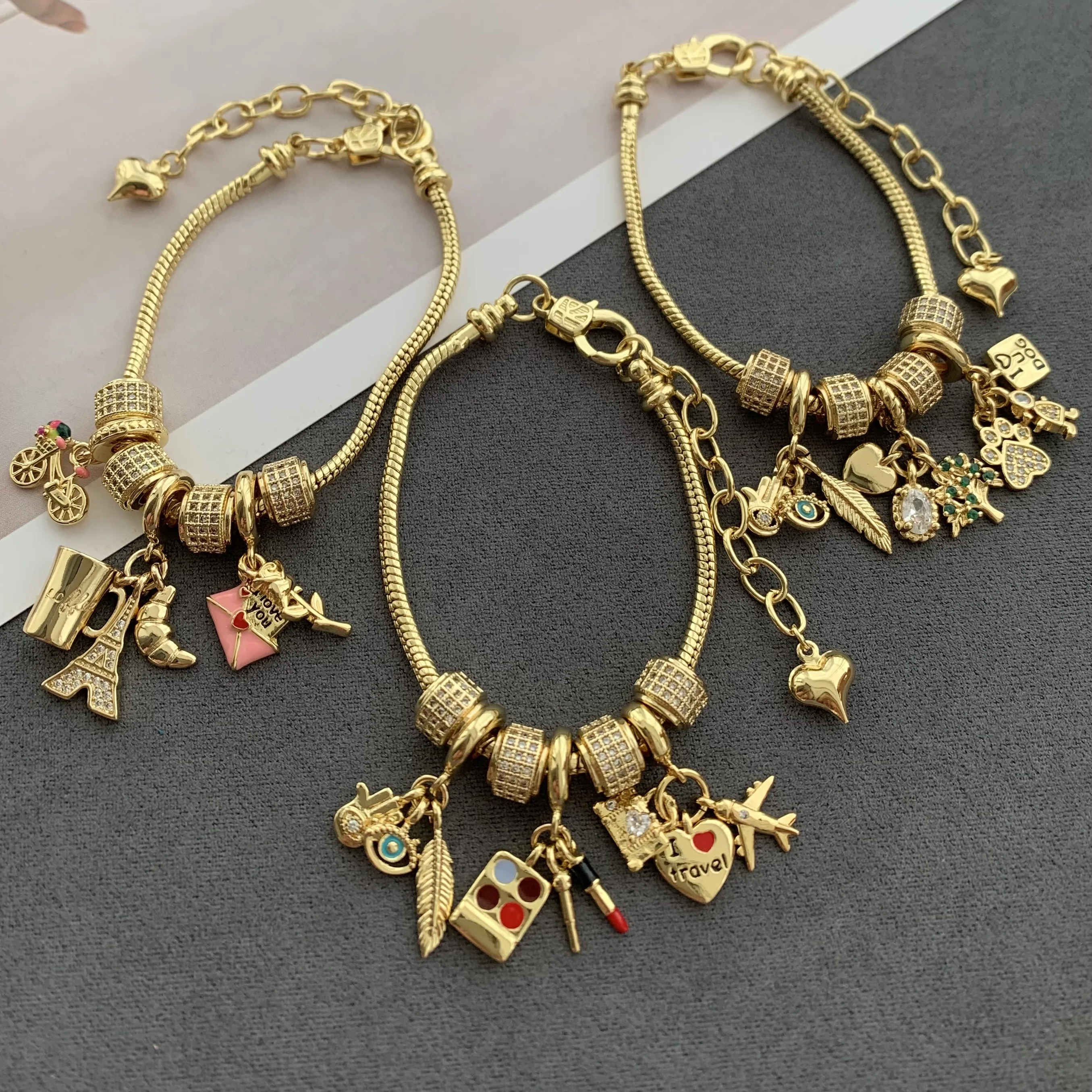 BD-L3924 Fantastic multi charm bracelets for men metal string bracelets diy charms fashion jewelry bracelets