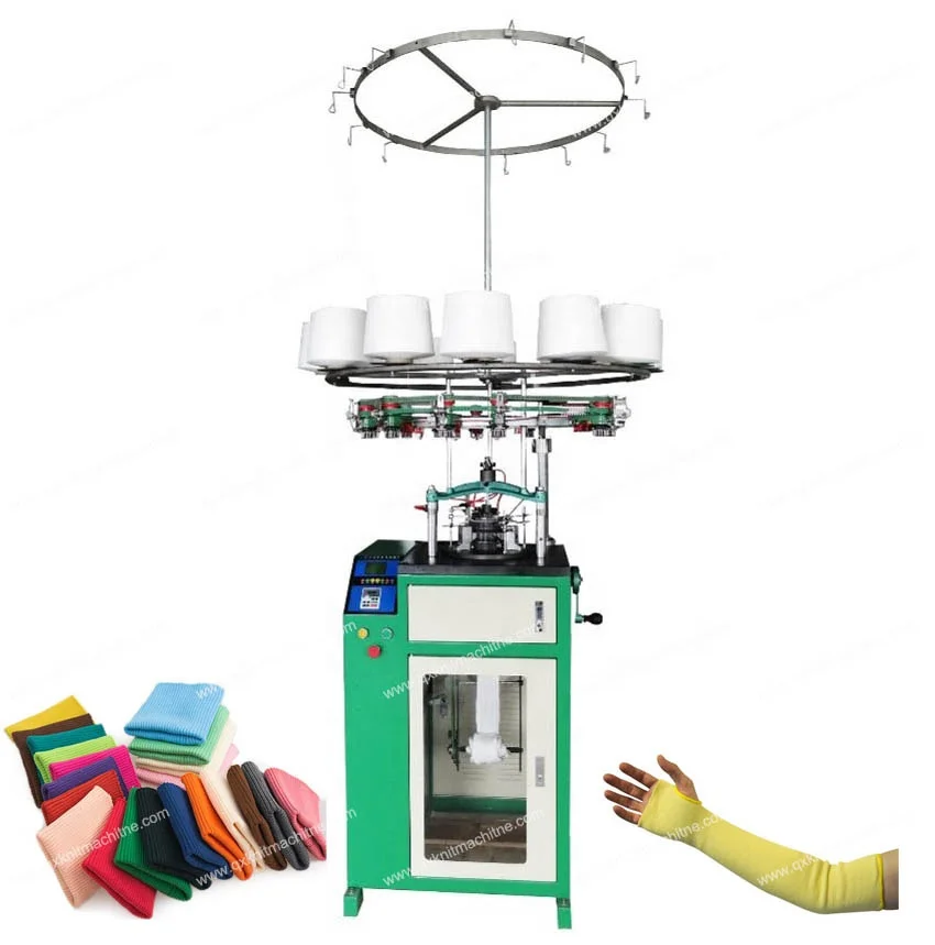 Fully automatic double jersey collar rib gown cuff seamless sleeve wristband tubular bandage circular making  knitting machine