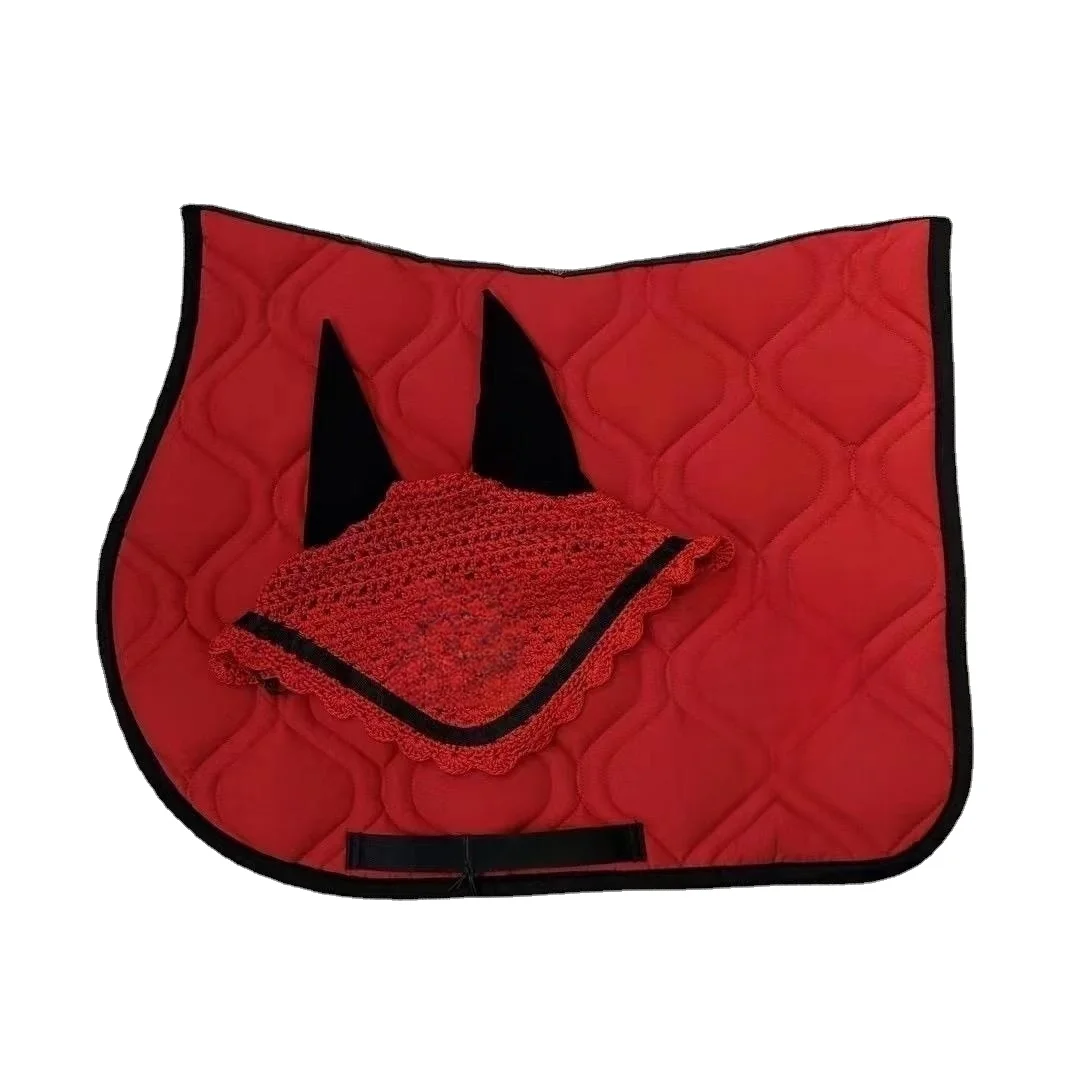 Оптовая продажа хлопчатобумажная Влагоотводящая накладка на седло и Набор масок вязаная шапка для лошадей