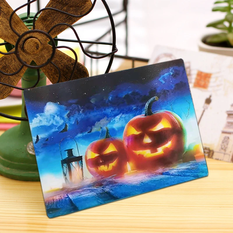 Оптовая продажа на заказ, высокое качество, 10*15 см, ПЭТ, ПП, 3D, линзовидная, Хэллоуин, открытка, визитка для детей, праздничные подарки