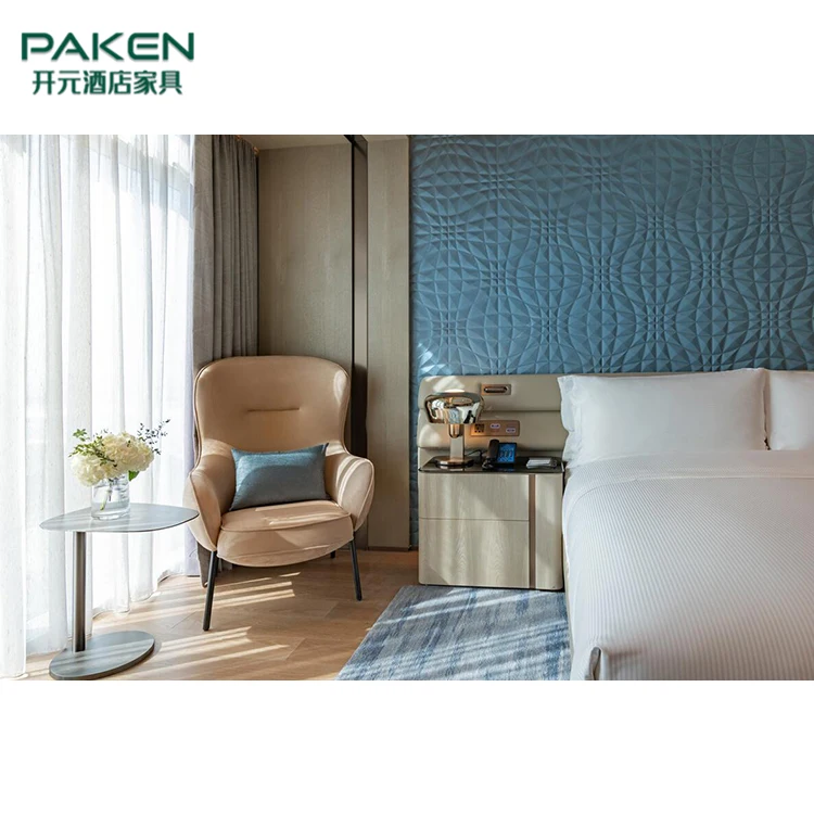 Paken Modern Style 5 Star King Size Bed Bedroom Sets Commercial Hotel Room Furniture