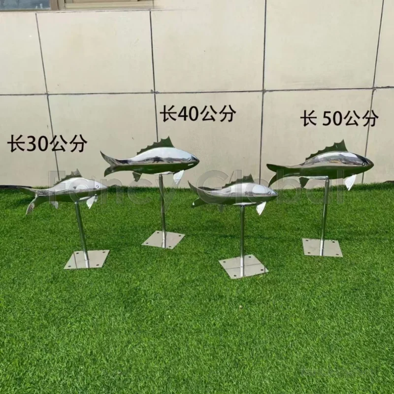 Hot Sale Stainless Steel Abstract Fish Sculpture Metal Statue For Outdoor Garden Decoration
