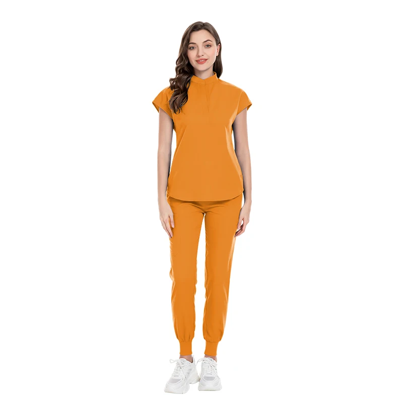 Hot Selling Yellow Color Scrubs Medical Uniform Women Nursing Scrub Set Dental Hospital OEM Clinic Flare Pants Hospital Uniform