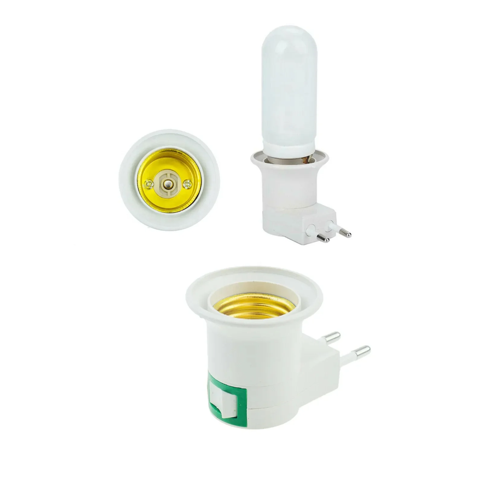 E27 LED Light Socket White Lamp Holder To EU Plug/US Plug Holder Adapter Converter ON/OFF for Bulb Lamp