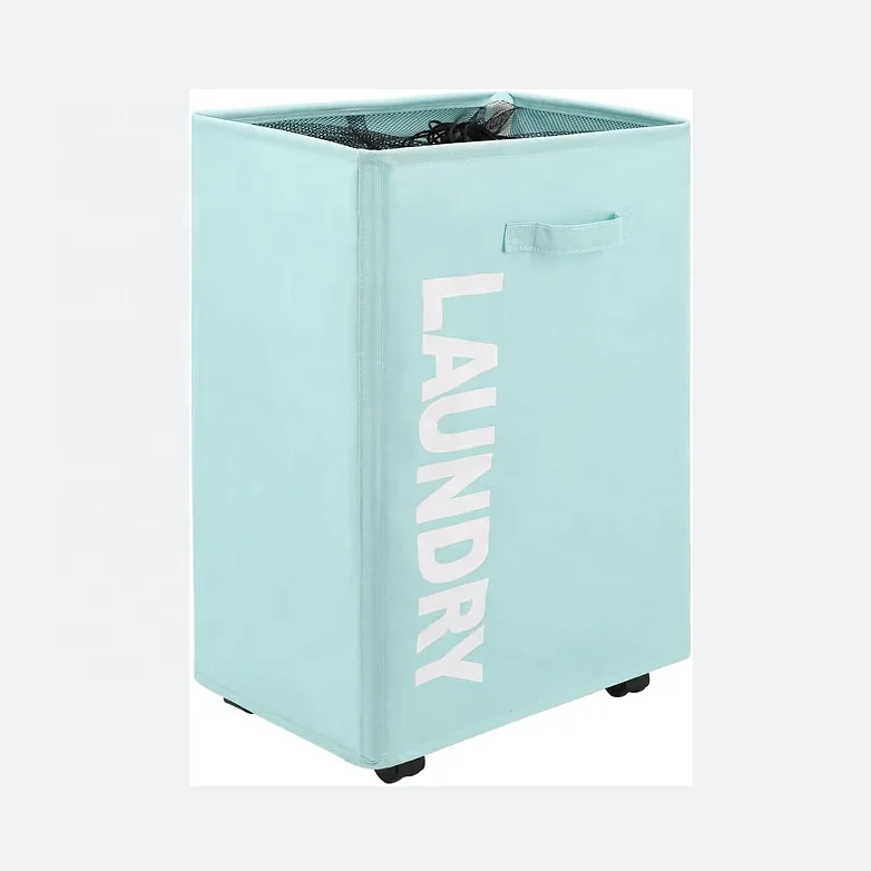 Foldable Narrow Corner Clothes Storage Bins Dirty Laundry Hamper Basket With Wheels