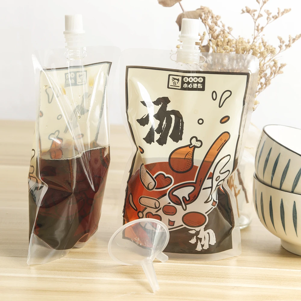 BPA Free Self Stand up Transparent Clear Liquid Juice Drink Packaging Spout Plastic Bag Beverage Pouch