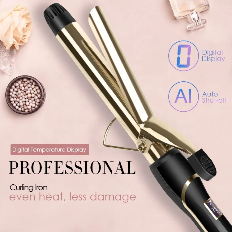 Двойные нагреватели с быстрым нагревом, частная марка, Золотой титановый щипцы для завивки