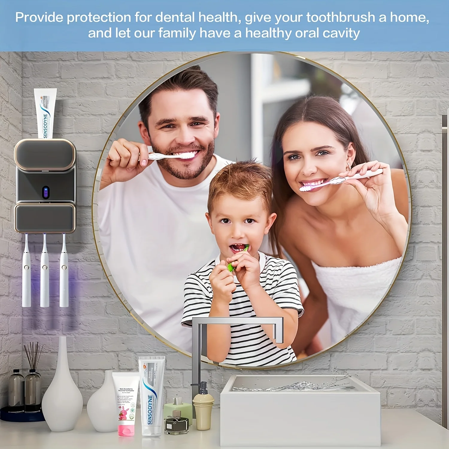 3-Slot Automatic Toothpaste Dispenser Holder - Toothbrush Holders with Wall-Mounted Design, Easy Squeeze