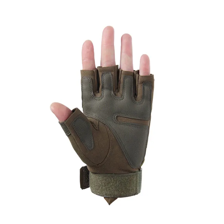 Factory Wholesale Combat Training Olive Green Half-finger Gloves High Performance Comfortable Custom Mil Tactical Gloves