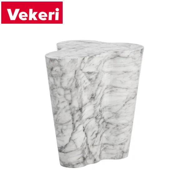 Contemporary white patterned marble side table is beautiful in shape and perfect for balcony dens