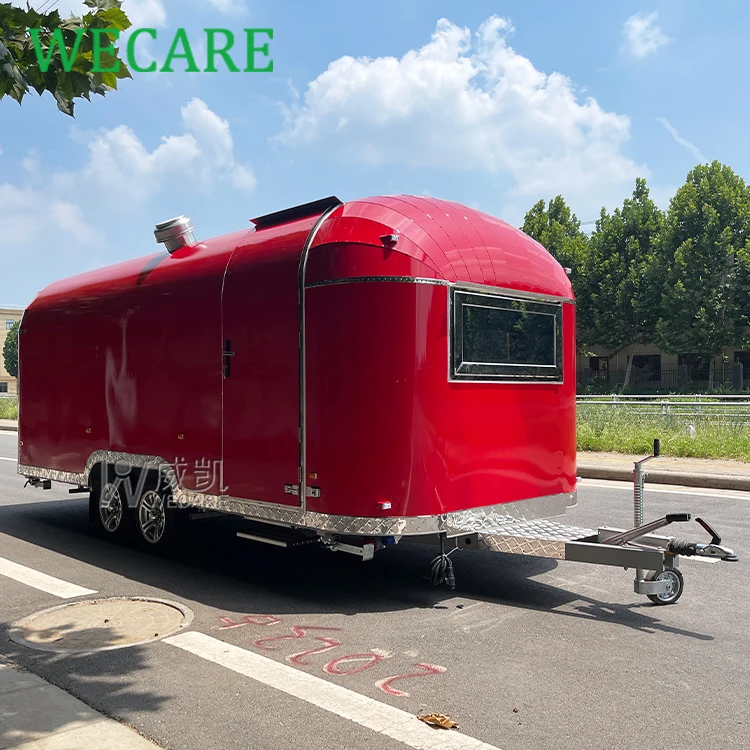 Wecare mobile restaurant with kitchen street food van airstream bar beer trailer fully equipped pizza oven food truck foodtruck