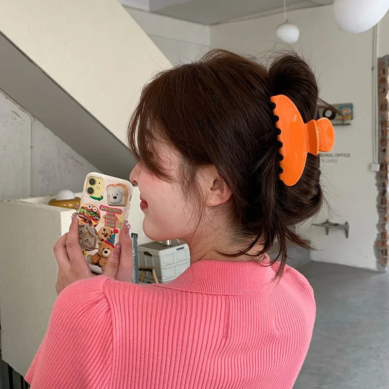 Korean Style Army Green Plain Hair Clip Claw For Thick Hair Acetate Hair Clamp For Women Custom Logo Accessories