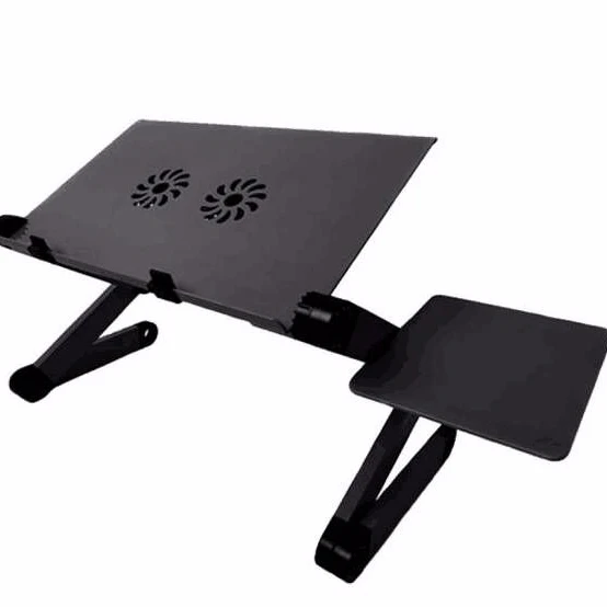 factory supply small size aluminum folding laptop bed table with fan