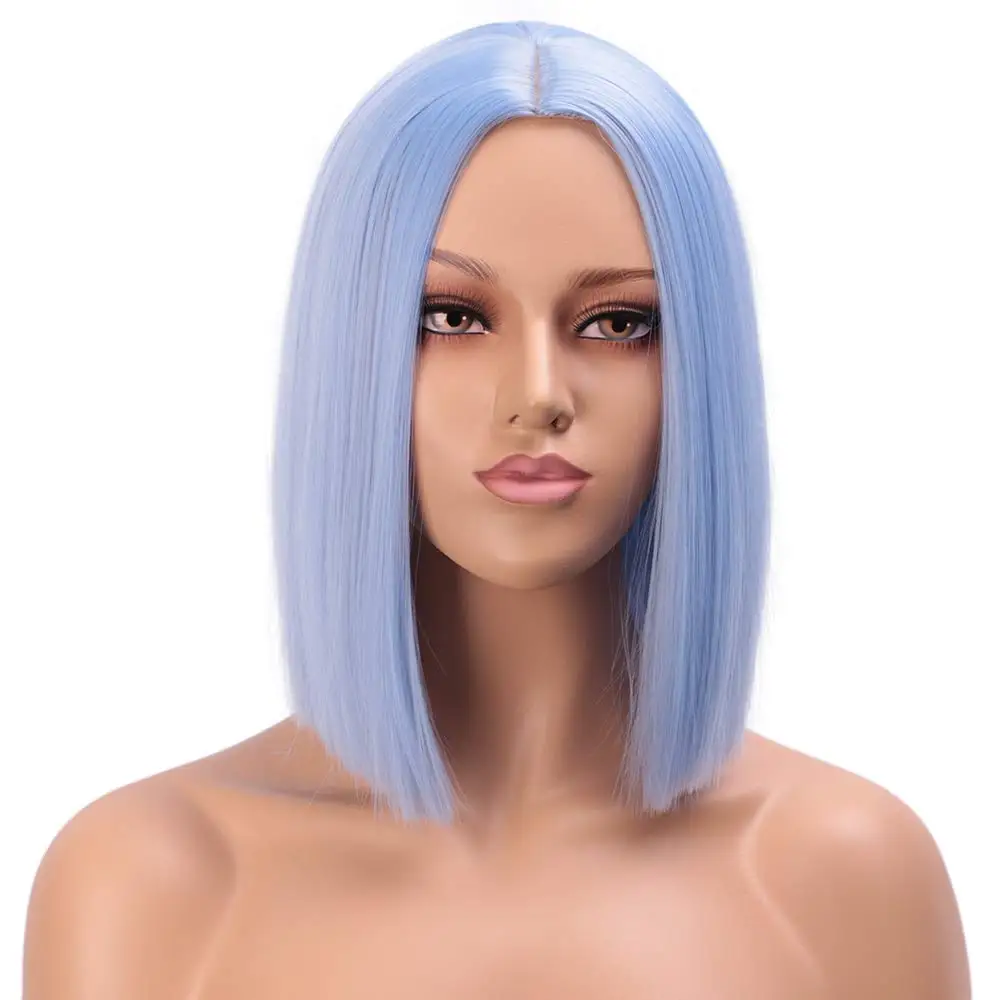 Wholesale Bob Straight 13x4 Transparent Lace Frontal Wig 613 Pink Blue Short Bob Wigs Brazilian Straight Virgin Human Hair Wig