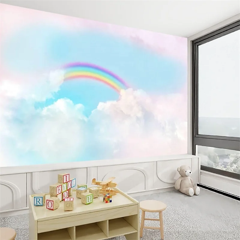 Self-adhesive Pastel Rainbow Wallpapee Bedroom Wallpaper for Girls Beautiful Wallpaper