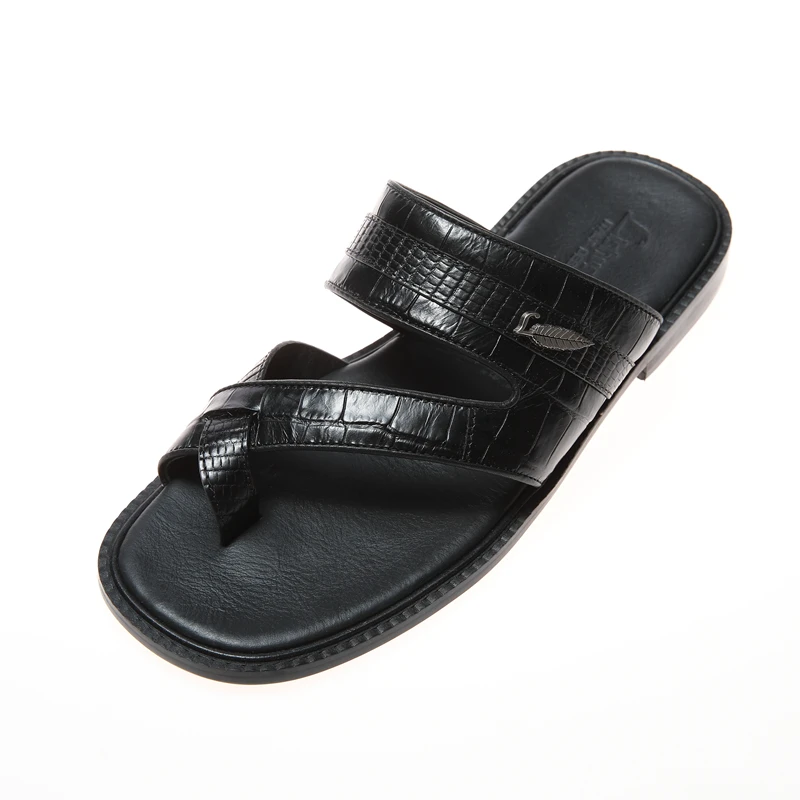 Men new styles men casual leather trending custom made leather slippers for men